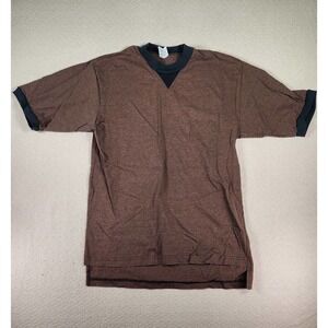 Maler Shirt Mens Large L Stretch Brown Regular Short Sleeve Crew Neck VTG USA